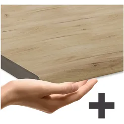 Vicco Eckunterschrank R-Line Schwarz Beton Weiß 87 cm mit Arbeitsplatte Eiche