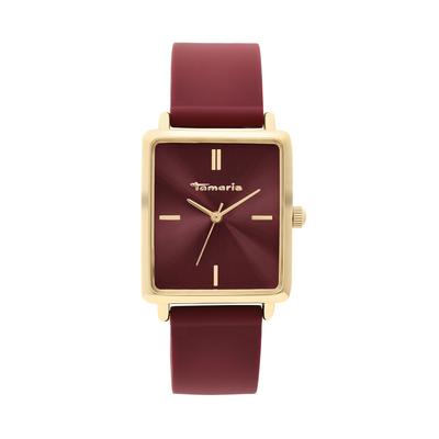 Quarzuhr TAMARIS, rot (weinrot), Armbanduhren, Damen, Quarzuhr, Armbanduhr, Damenuhr, Silikonarmband, analog