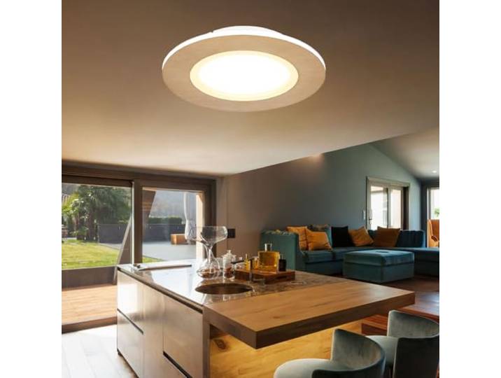 Deckenlampe Deckenleuchte Wohnzimmerlampe LED Metall Holzoptik D 30 cm
