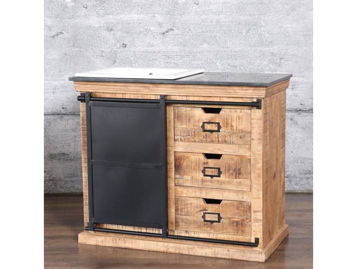 Waschtisch Industrial Style SELCE Massivholz Marmorplatte & Eisen