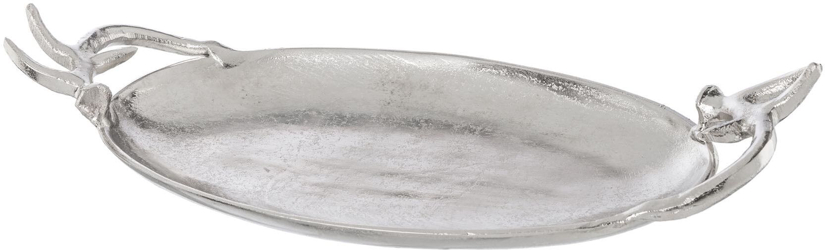 Dekoschale CREATIV HOME "Schale", silber, B:40cm H:7cm T:19cm, Dekoschalen, Dekoschale, mit filigranen Griffen silber B/H/T: 40cm x 7cm x 19cm