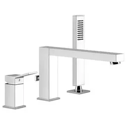 GESSI 3-L-Wannenrand RETTANGOLO K Auslauf 195mm, Umstellung Auslauf/HB Finox Opt...
