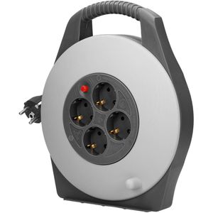 Virone Kabeltrommel für innen, 4x Schutzkontaktsteckdosen, Kabeltyp H05VV-F 1,5 mm², 10 m