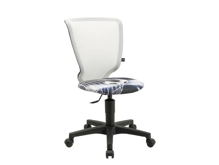 TOPSTAR Titan Junior Kinder-Drehstuhl mit Motivstoff – ergonomischer Schreibtischstuhl für Kinder, höhenverstellbar, Rückenlehne atmungsaktiv, schwarzes Fußkreuz, Fußball
