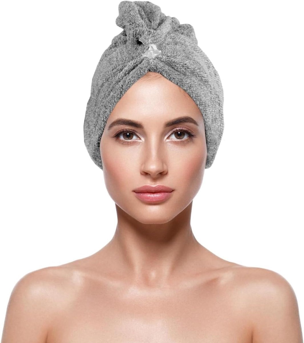 Grijs Haarturban voor sneller haar drogen - 25 x 65 cm