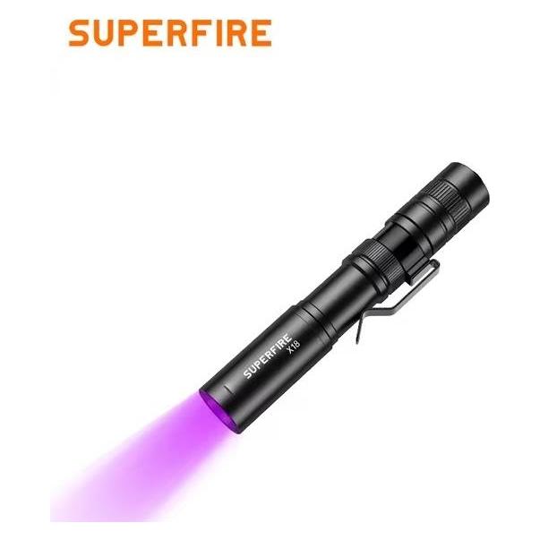 Superfire Taschenlampe X18-U, UV 395 nm, 2 W, IP44, 1x AAA (SUPERFIRE-X18-U)