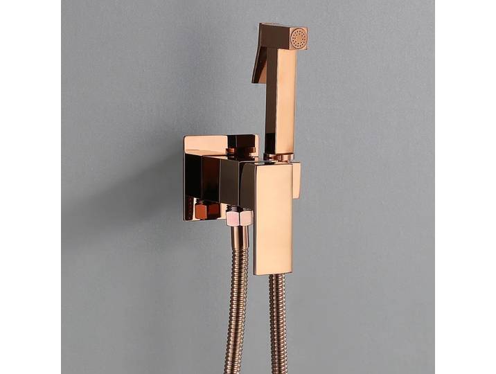 Robinet de Bidet de douche carré en laiton poli or Rose, robinet mitigeur d'eau froide et chaude, robinet de toilette