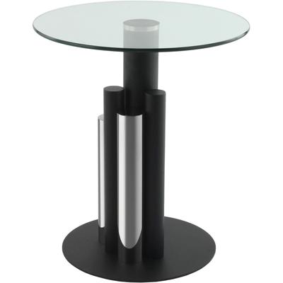 Beistelltisch KAYOOM "Ontario 225, Runde Glasplatte aus Sicherheitsglas, 100% Edelstahl", silber (silber, klar, silber, klar), B:46cm H:52cm T:46cm, 100% Edelstahl, 100% Aluminium, 100% Eisen / Sicherheitsglas, Tische, Beistelltisch, Modernes...