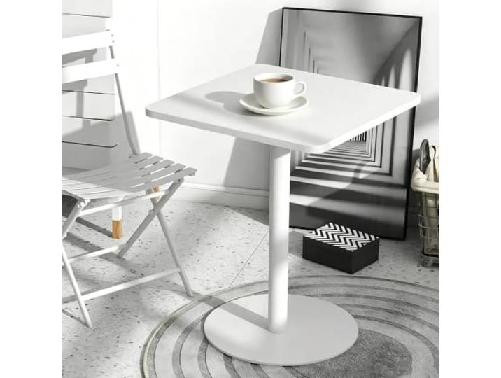 Yopappol Quadratischer Bistrotisch Für Den Innenbereich, Weißer Stehtisch Mit Glatter Oberfläche, Leicht Zu Reinigende Esstische Für Café, Bäckerei, Brunch-Restaurant, Lounge-Bereich(48x48x72cm)