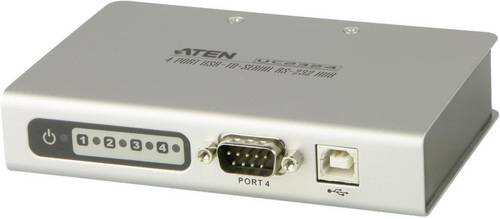 ATEN UC2324-AT USB-Hub 4 Port Seriell (9pol.) USB 2.0 480 MBit/s mit Konverter für USB- auf Seriell RS-232 Weiß UC2324-AT