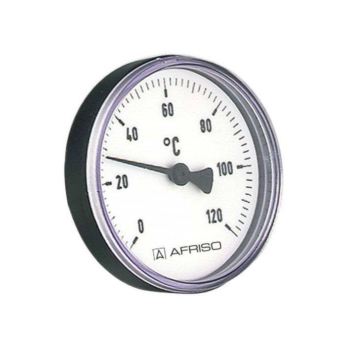 Afriso Bimetall Thermometer 0-120 Grad 63716 Gehäuse 80mm, 100mm Schaft, 1/2" Anschluss