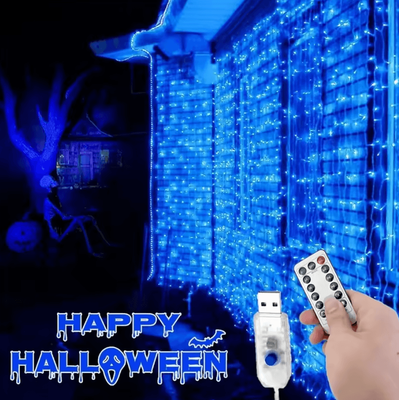 Inspire Curations 8 Mode USB Garland Curtain Lights blue 6x3m 600leds