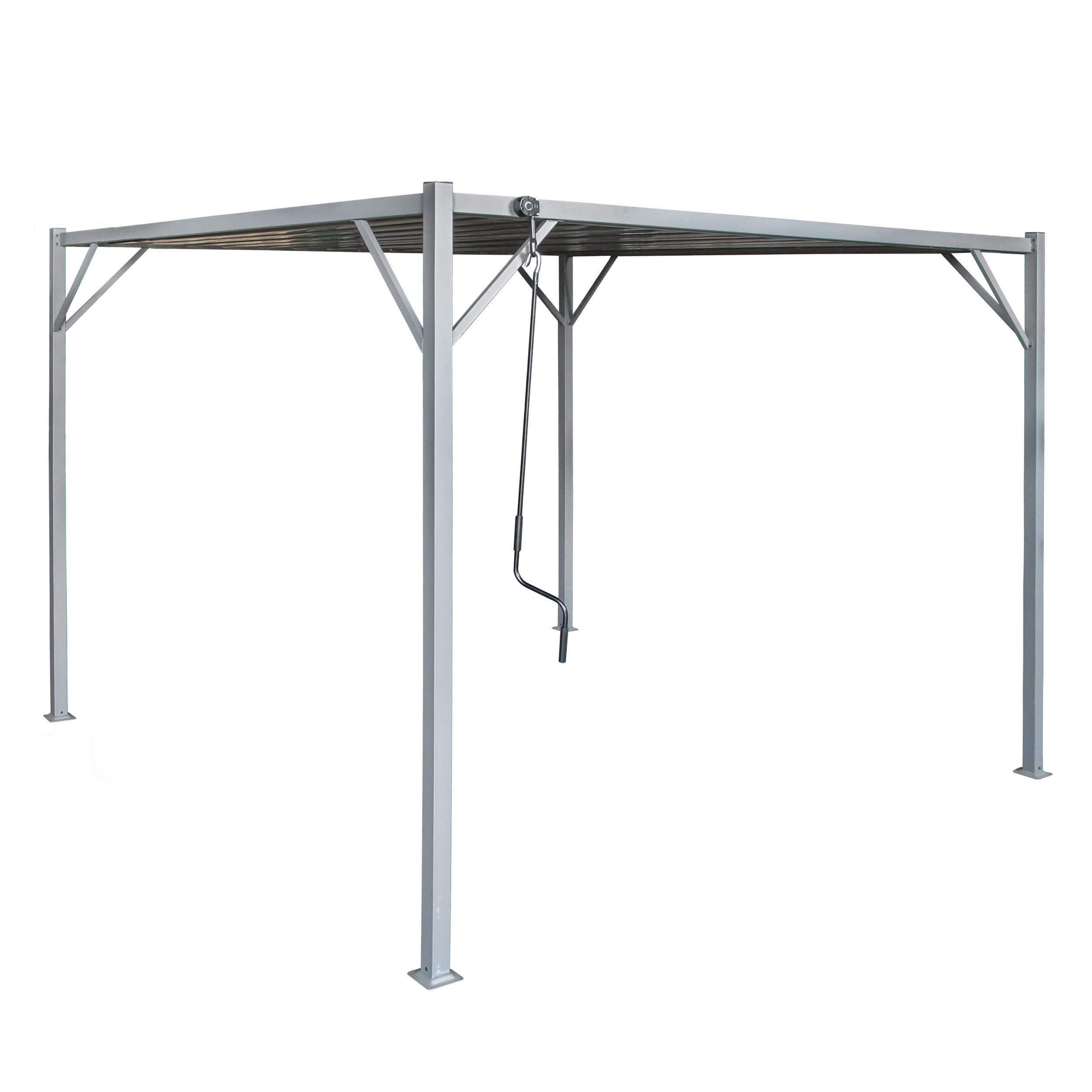 4iQ Pergola 3x3 m Grau mit verstellbarem Lamellendach - Metall Gartenpergola für Terrasse & Garten, 9 m²