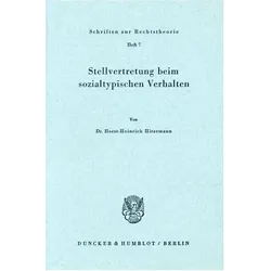 Stellvertretung beim sozialtypischen Verhalten., Fachbücher von Horst-Heinrich Hitzemann