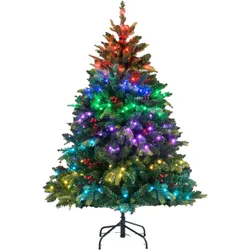 COSTWAY Weihnachtsbaum 180cm, 370 APP-gesteuerte RGB-LEDs, PE/PVC-Zweige & Fernbedienung.
