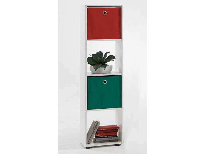Mehrzweckregal FMD Mega 4 , weiß, B:36,5cm H:138,5cm T:33cm, Holzwerkstoff, Regale, Mehrzweckregal, Mehrzweckregal senkrecht oder waagerecht montierbar