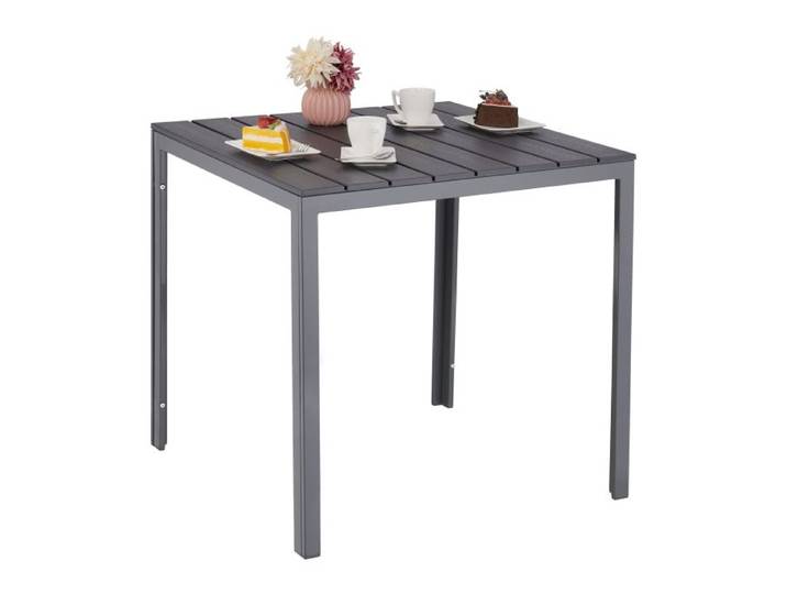 Relaxdays Table de jardin grise aspect bois