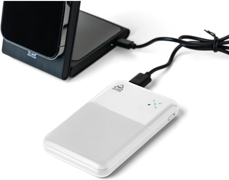 Power bank en ABS recyclé Tavi blanc