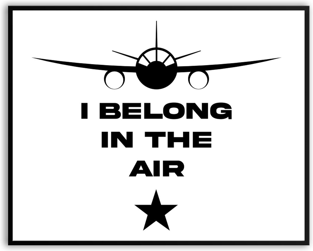 I belong in the air fotolijst met glas, Piloot en Steward thema, 50 x 70 cm