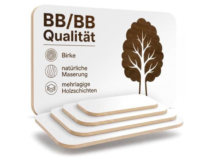 AUPROTEC Tischplatte 18mm weiß 1400 mm x 800 mm rechteckige Multiplexplatte melaminbeschichtet von 40cm-200cm auswählbar Ecken Radius 100mm Birken-Sperrholzplatten Auswahl: 140x80 cm