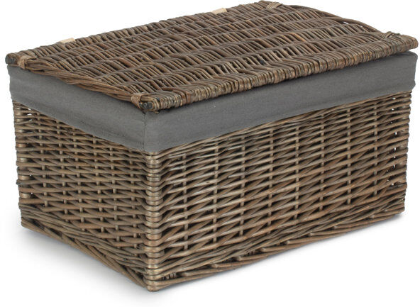 Highland Dunes Wicker Large Lined Storage Hamper Basket Antique Wash/Grey Lining