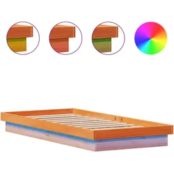 vidaXL Massivholzbett mit LED-Beleuchtung Wachsbraun 90x190 cm Kiefer