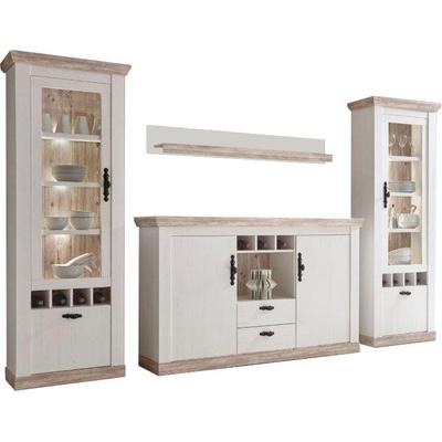 Wohnwand HOME AFFAIRE "Florenz", weiß (pinie weiß), B:330cm, Kastenmöbel-Sets, Wohnwand