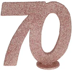 70. Geburtstag roségold glitzer Tischdekoration 11x 10 cm Zahl 70