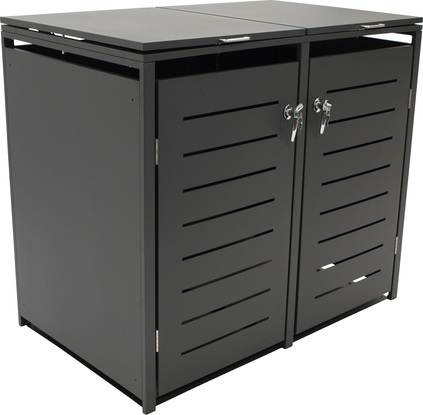 DEGAMO Mülltonnenbox klein 2er KÖLN 115x62x102cm für Tonnen 120 Liter, grau