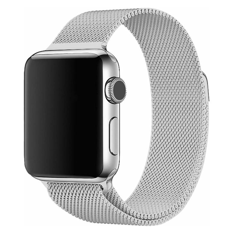 Wave teräspunottu ranneke, Apple Watch / /, hopea (Edelstahl, Stahlgewebe) (WAVE-MB-AW-4244-SV)