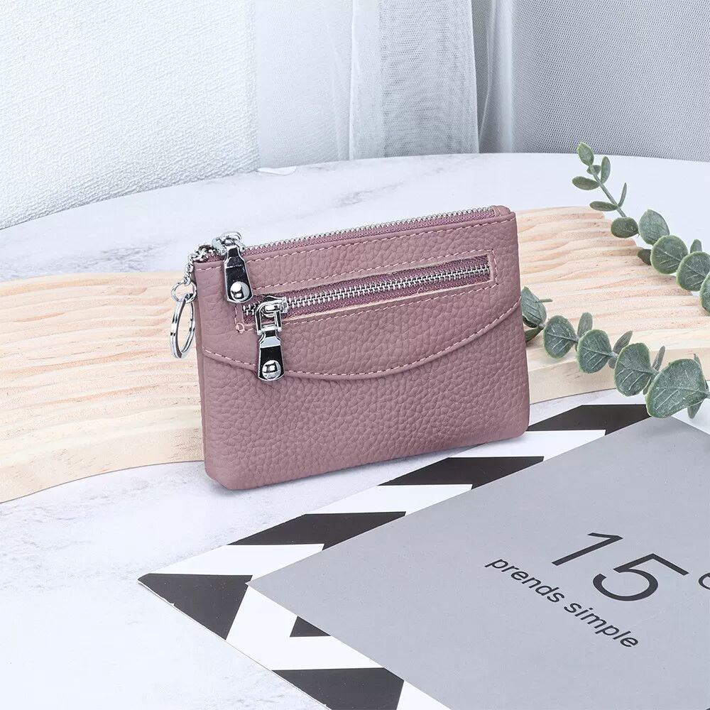 INF Porte-monnaie en cuir véritable Violet