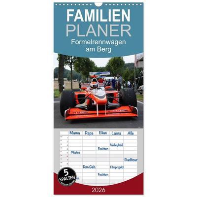 Familienplaner 2026 - Formelrennwagen am Berg mit 5 Spalten (Wandkalender, 21 x 45 cm) CALVENDO