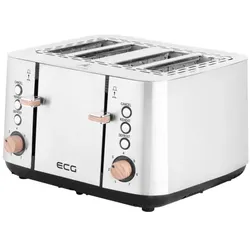 ECG ST 4767 Timber Toaster, 4 Toastfächer, 7 Heizintensitätsstufen, Auftau- und Aufwärmfunktionen, Toaster, Schwarz