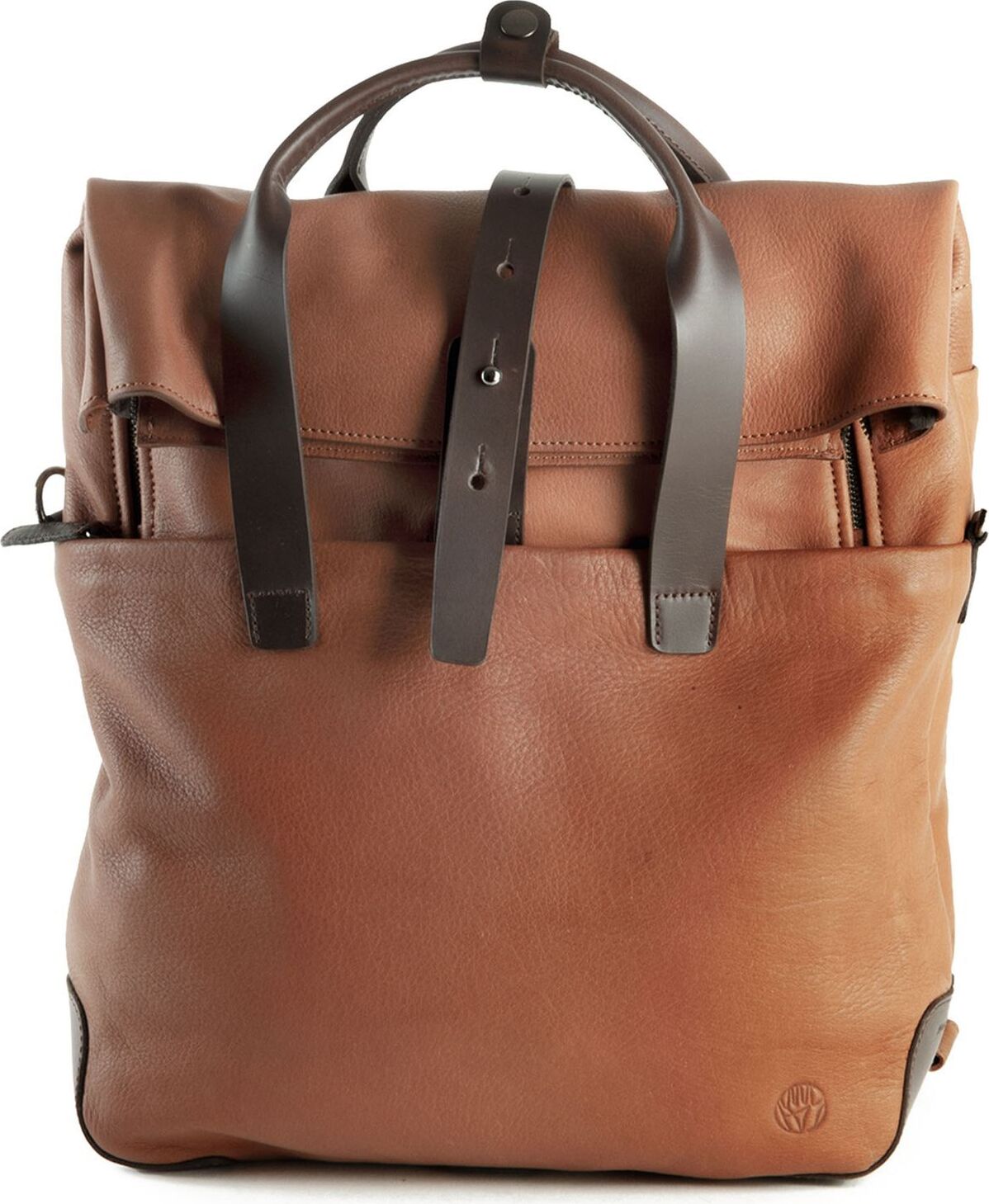 HAROLD'S Leder Schultertasche Laptoptasche mit Laptopfach Mount Backpack / Messengerbag Cognac braun