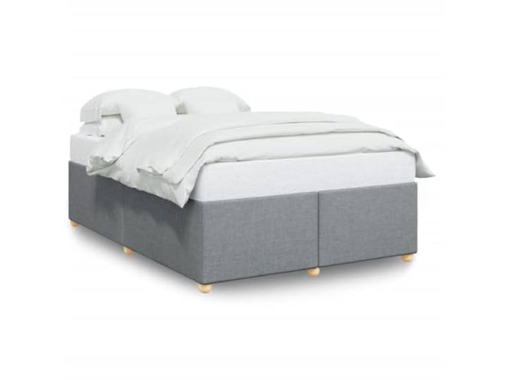 PUGYNBK Bettgestell hellgrau, 140 x 190 cm, ohne Matratze Weiches Polyestergewebe, Lattenrost, stabile Beine, Schlafzimmer