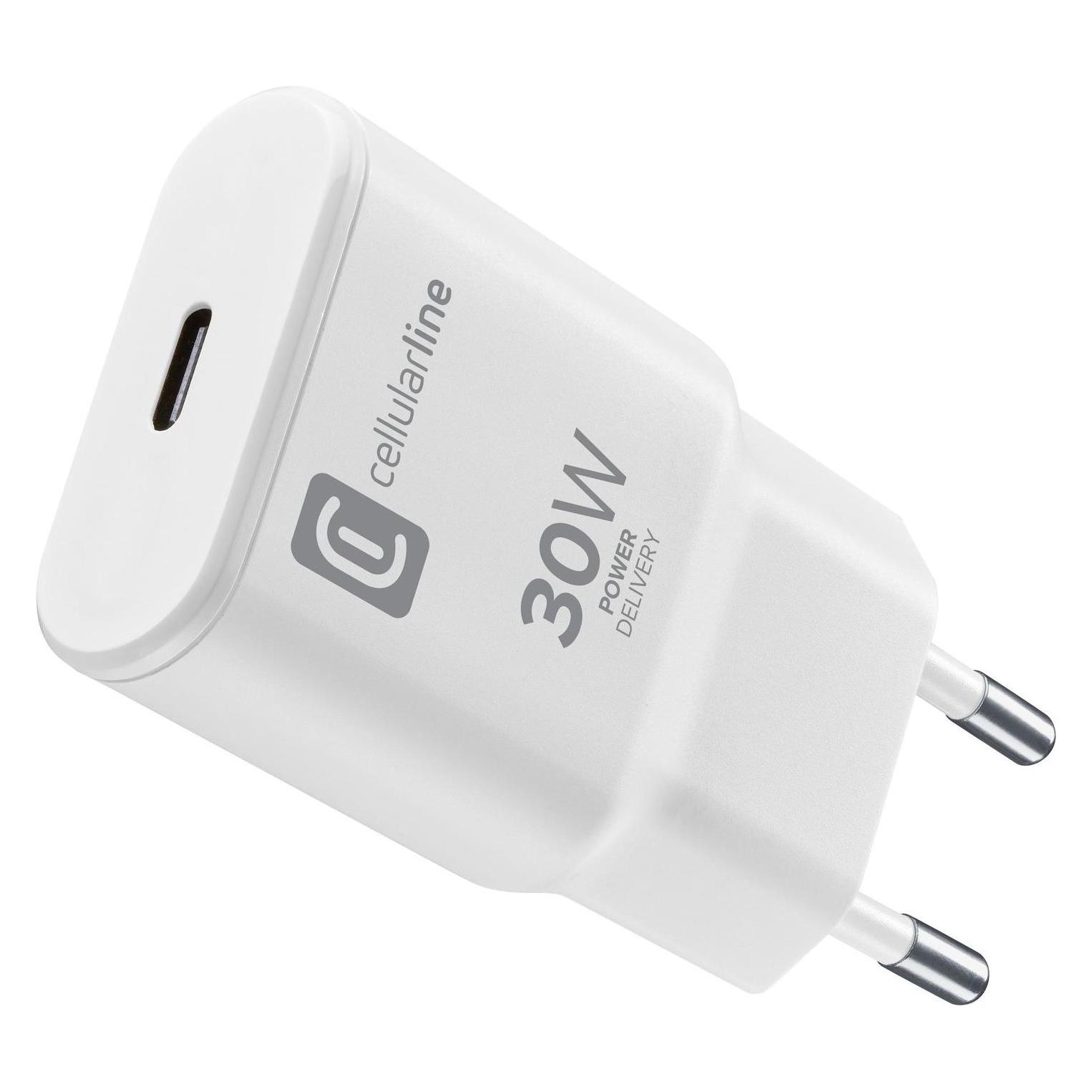 Cellularline USB-C GaN Reiselader 30W (30 W, 1 Port) (ACHUSBCGANSL30WW)