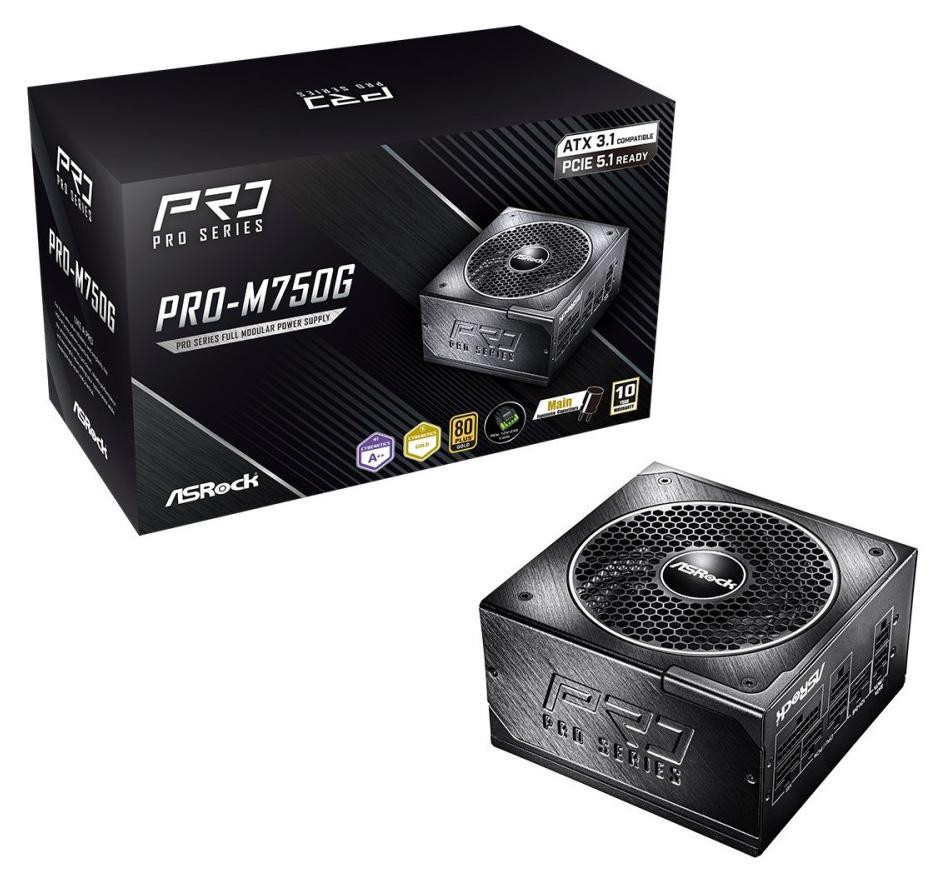 ASRock Pro Series PRO-M750G 750W ATX Voeding, 80+ Gold, zwart