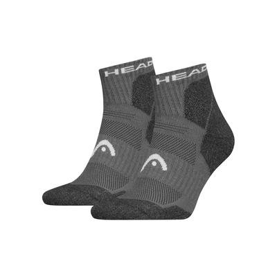 Kurzsocken HEAD "HEAD HIKING ALL CLIMATES QUARTER 2P", Damen, Gr. 43-46, grau, Materialmix, unifarben mit Farbeinsatz, normal, Socken, mit Logostickerei