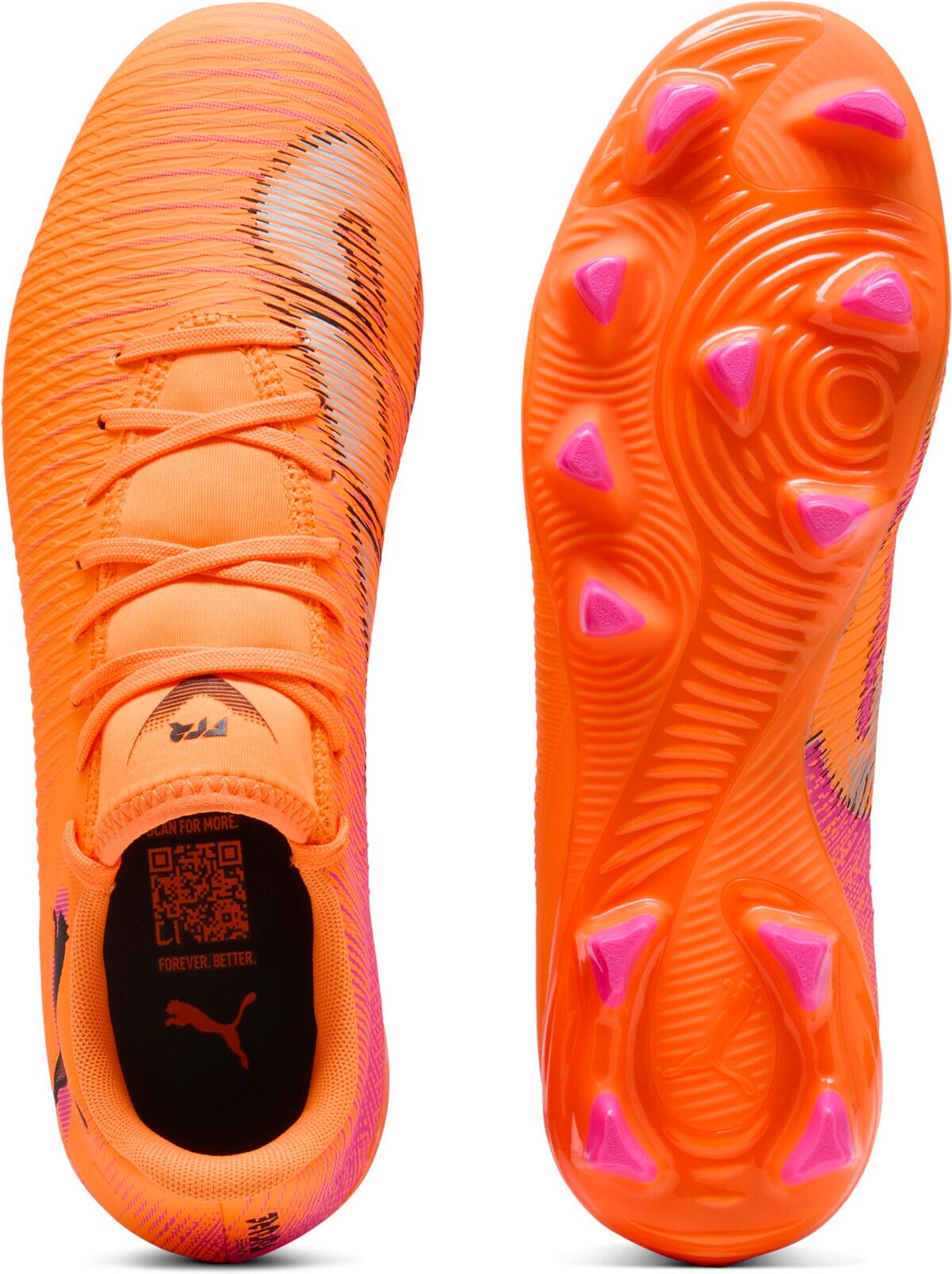 Fußballschuh PUMA "FUTURE 8 PLAY FG/AG", Damen, Gr. 46, Textil, orange (heat fire, puma schwarz, ravish), Synthetik, Schuhe Fußballschuh, für Rasen- und Kunstrasenplätze