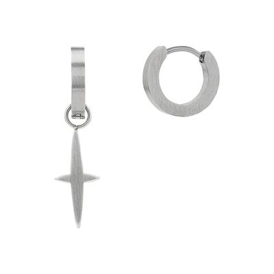 Paar Creolen AMOR "inkl. 1 Kreuz-Anhänger", silber (edelstahlfarben), Ohrringe, Herren, Edelstahl