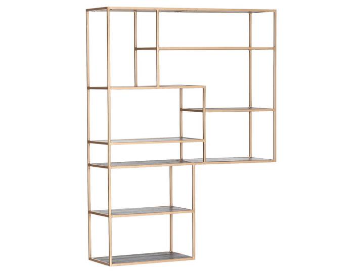 Lomoco Regalaufsatz, Goldfarben, Metall, 120x160x34 cm, Wohnzimmer, Regal, Bücherregale