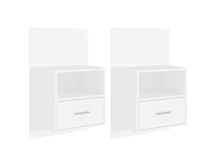 KUTYWEXFM 2er Set Wandnachttisch Weiß Holzwerkstoff mit Schublade Platzsparende Hängeschränke fürs Schlafzimmer mit geräumiger Schublade zur Aufbewahrung von Büchern und Kleinteilen.