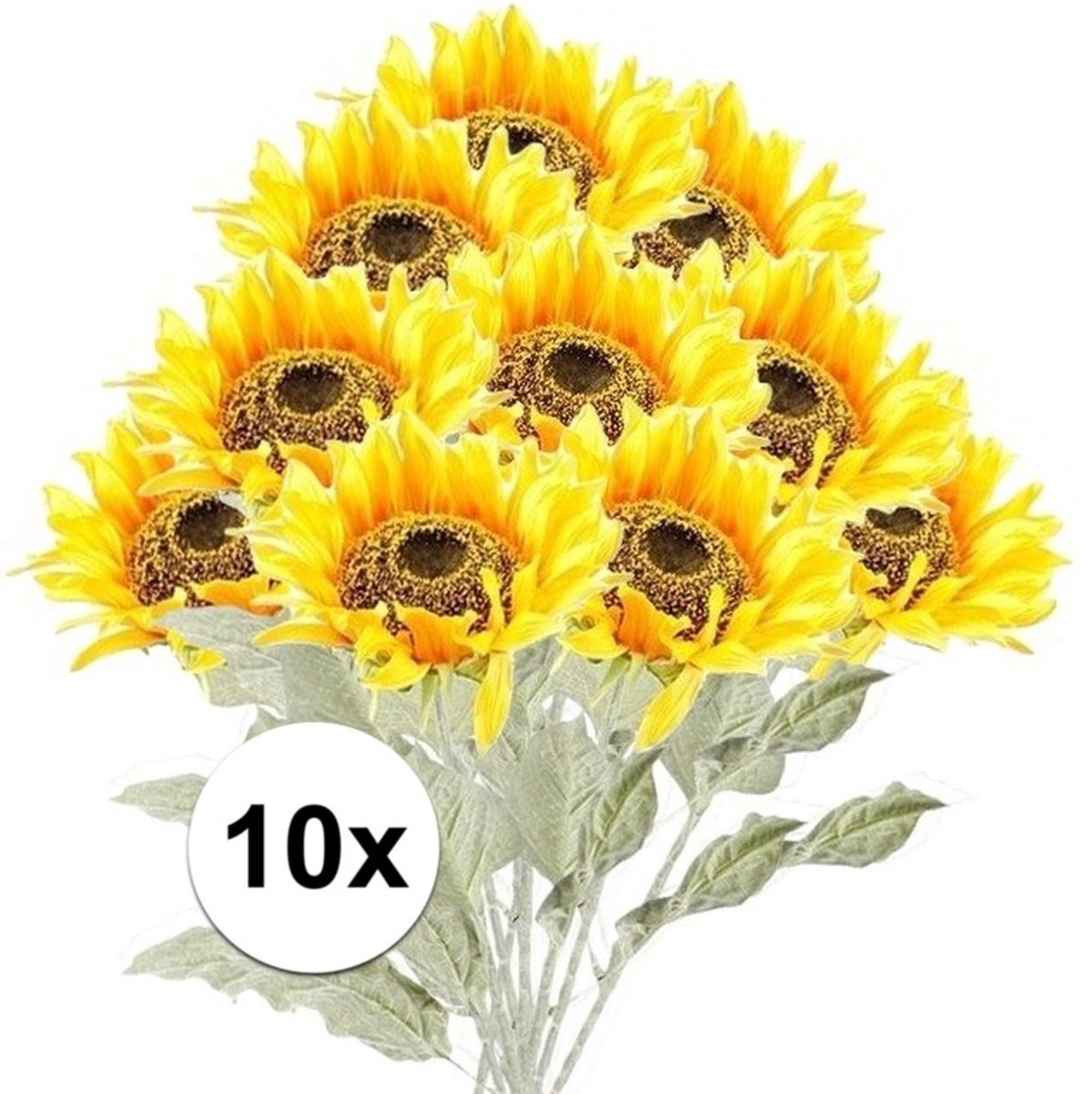 Bellatio Flowers & Plants 10x Gele zonnebloem steelbloemen 82 cm