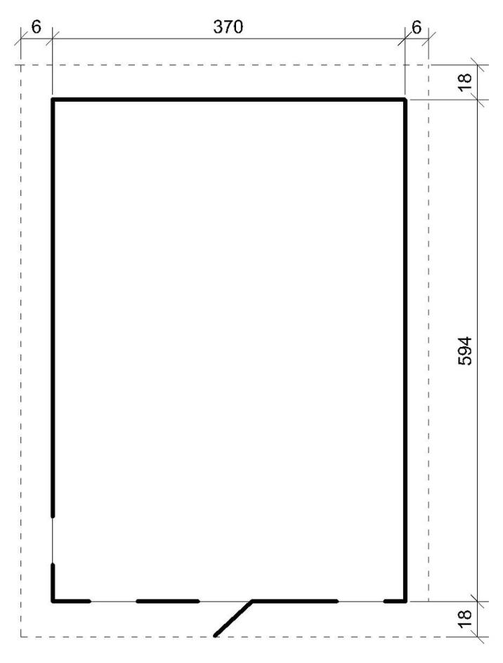 TIMBELA M737+M737G Gartenhaus Holz 370x600 cm, Gerätehaus aus Holz mit 3 Fenstern aus gehärtetem Glas, Glastür, Gartenhütte mit Bitumenschindeln, mit Boden