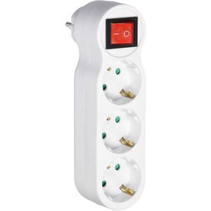 Orno Steckdosenadapter AE-13254(GS) weiß, mit Schalter, 3-fach Schuko bis 3680 Watt