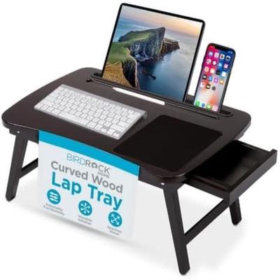 No Curved Wood Lap Tray with Foldout Legs