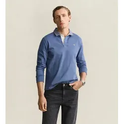 Gant für Herren. 2004082 Schweres Polo Blau (S), Lässig, Langarm, Bio-Baumwolle