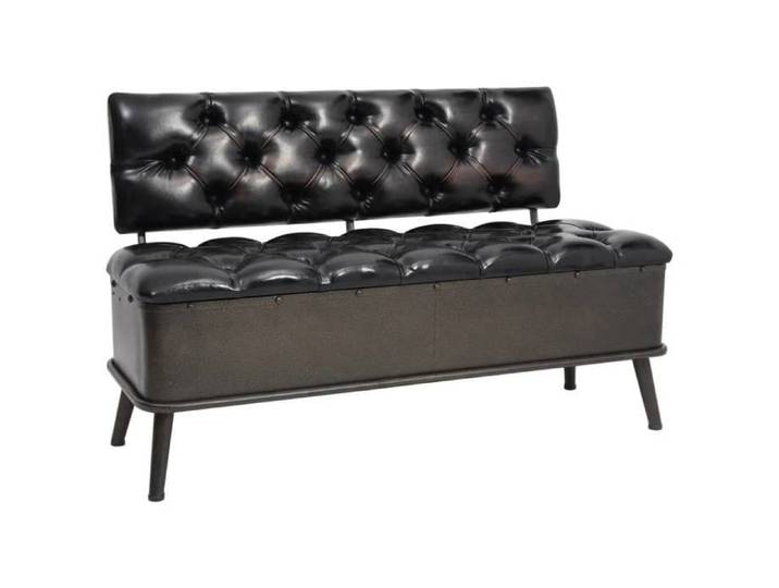 SALE 2026  Banc à chaussures Noir - Banc de rangement avec dossier 110cm Noir Similicuir PRO447017719