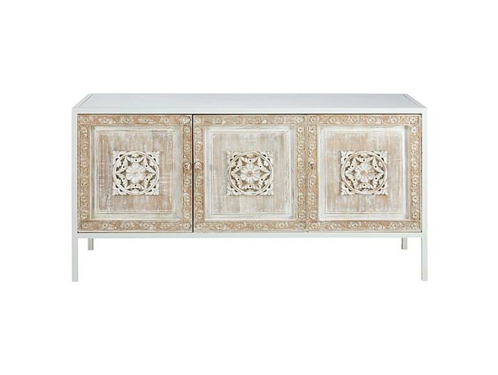 Sideboard mit 3 weißen Metalltüren und geformtem Griff, 155 cm