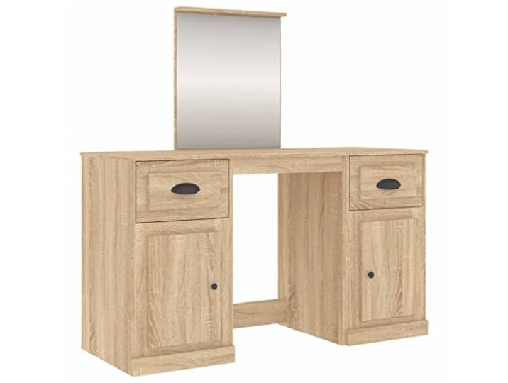 Makastle Schminktisch mit Spiegel Sonoma-Eiche 130x50x132,5 cm